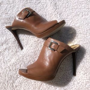 Michael Kors Brown Leather Mule/Heel